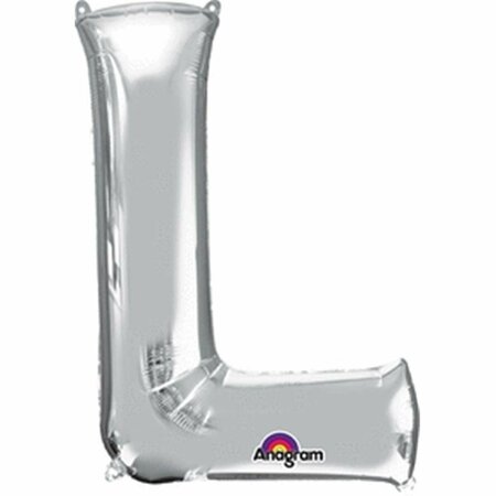 GOLDENGIFTS 32 in. Letter L Silver Supershape Foil Balloon - Silver - 32 in. GO3581126